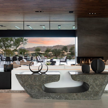 Bighorn Palm Desert luxury modern home living room open to terrace