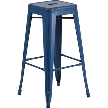 Flash Furniture Commercial 30" High Antique Blue Barstool