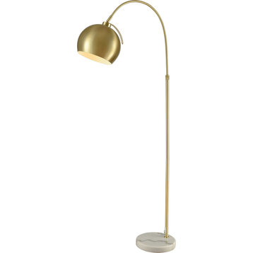 Koperknikus Floor Lamp, Gold Metal, White Marble