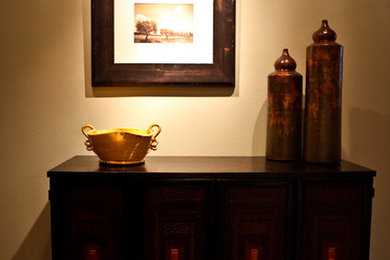 Elegant family room photo in Portland
