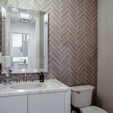Statement Powder Room: Vertical Herringbone Wall