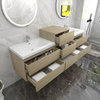 BTO 80" Wall Mounted Bath Vanity With Reinforced Acrylic Sink, Double Sink, White Oak
