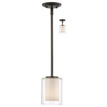 Z-Lite - Z-Lite 426MP-OB Willow 1 Light Mini Pendant in Olde Bronze - Clean, graceful lines of the arms + glass shades define the Willow family. Olde Bronze fixtures and inner matte opal with clear outer glass shades create clean and unique designs.