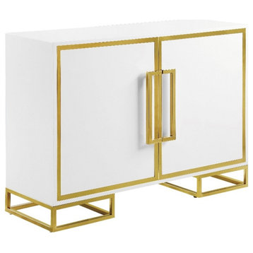 Coaster Elsa 2-door Wood Accent Cabinet with Adjustable Shelves White and Gold