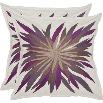 Autumn Burst Pillows, Set of 2, Multi Purple, Polyester Filler