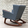 Mid Century Modern Handcrafted Rocking Chair Wingback Rocker Oatmeal Tan Beige
