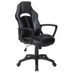 OSP Home Furnishings - Influx Gaming Chair, Gray - Push your gaming experience to new heights with the Influx Gaming Chair, designed for hours of focused comfort. Stay in the game with thick foam seat, coil springs, integrated lumbar support and headrest. Level up with the added edge of quick one-touch pneumatic seat adjustments, locking tilt control and full 360� rotation. Contrasting color accents provide a visual excitement that will escalate your gaming experience. The 5-star nylon base and heavy duty, dual wheel casters move effortlessly and are designed to standup against dirt and scuffs.