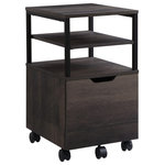 OSP Home Furnishings - Contempo Mobile Cart, Ozark Ash - Keep your home office stylish and organized with the Contempo Mobile Storage Cart. Pair it with the regular or L-shaped Contempo desk, where it nests neatly underneath, or use it on its own as an ideal storage and filing solution. The large drawer accommodates letter sized files or can be used as additional storage. The three open shelves work for your printer, extra paper or as an extra work surface. The heavy-duty hardware and easy gliding locking casters offer versatility and durability. Choose between two modern finishes, White Oak with white metal frame, or Ozark Ash with black metal frame. Assembly is required.