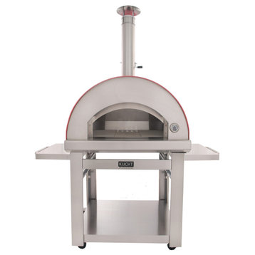 Outdoor Wood Fired Gas Pizza Oven, Red