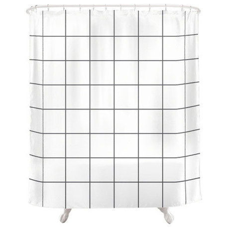 Grid Shower Curtain, White