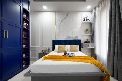 プネーにあるトランジショナルスタイルのおしゃれな寝室