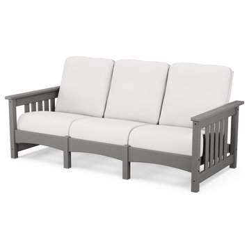 POLYWOOD Club Mission Sofa, Slate Gray/Textured Linen