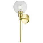 Livex Lighting - Downtown 1 Light Satin Brass Sphere Single Sconce - Bring a refined lighting style to your bath area with this downtown collection single light sconce. Shown in a satin brass finish with clear sphere glass.
