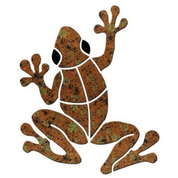 Small Frog Ceramic Swimming Pool Mosaic 4", Dark Brown