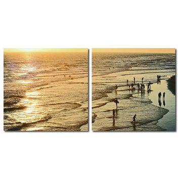Baxton Studio Wading, the Waves Mounted Photography Print Diptych