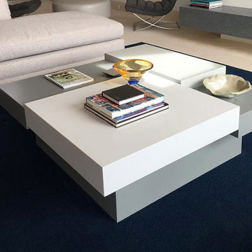 Custom Modern Coffee Table, Gray and White Multi-level contemporary design