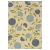 Coronado Indoor and Outdoor Floral Ivory and Green Rug, 5'3"x7'6"