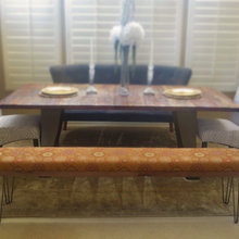 Metal Hairpin Fabric Upholstered Bench