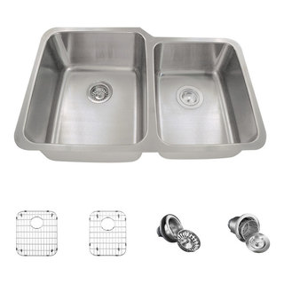 MR Direct 513l-16 Stainless Steel Undermount 32 in Wide Left Double Bowl Kitchen Sink
