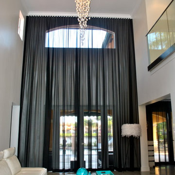 Beatriz Miami Lakes - Ripple Fold Black + Silver Sheer Drapes
