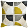 Yellow & Grey Cotton Embroidery & Quilted 26"x26" Throw Pillow Cover - Spatial
