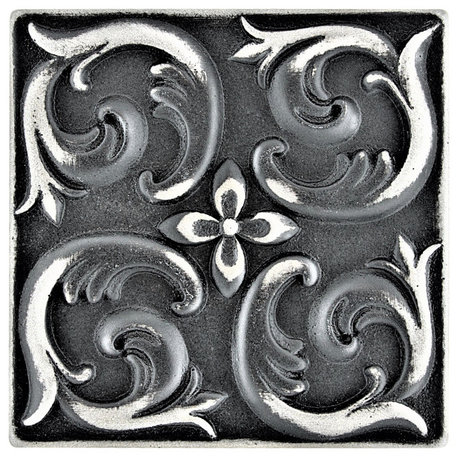 Moroccon Metal Insert Tile Wrought Iron 4"x4", Set of 4