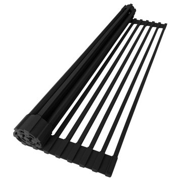 Stylish 20" Over The Sink Roll-Up Dish Drying Rack, Black