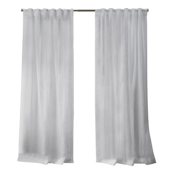 Belgian Sheer Hidden Tab Top Curtain Panel Pair, White, 50x96