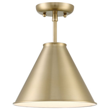 Lincoln Tapered Metal 11" Antique Brass Semi-Flush Mount Ceiling Light