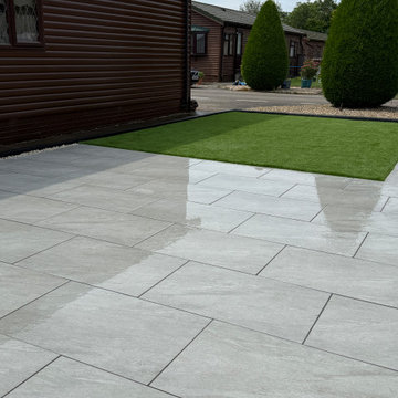 Porcelain Terrace Running Out to Artificial Grass