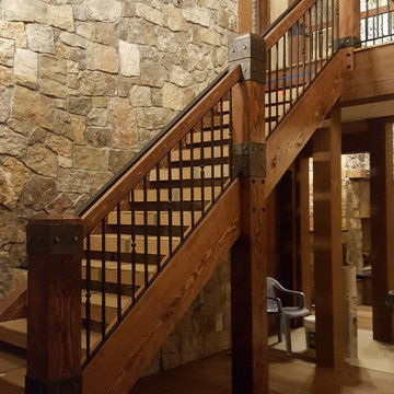 Forged and peened timber frame railings