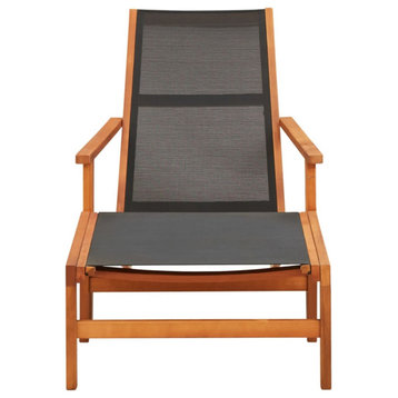 vidaXL Patio Chair with Footrest Solid Eucalyptus Wood and Textilene