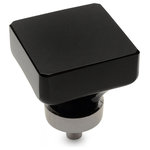 Cosmas - Square Cabinet Knob, Satin Nickel and Black Glass - Manufacturer: Cosmas