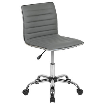 Armless Light Gray Ribbed Swivel Task Office Chair