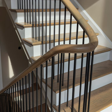 Project #153 | Sophisticated Red Oak Stair with Metal Balusters
