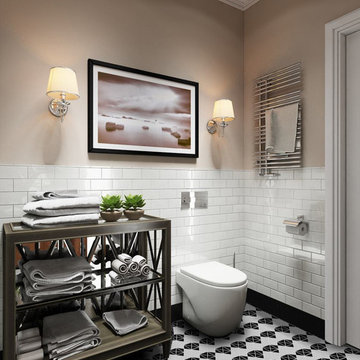 Modern Bathroom Floor Triangular Porcelain Mosaic Tile