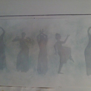 Drawing for mural of Bollywood Dancers