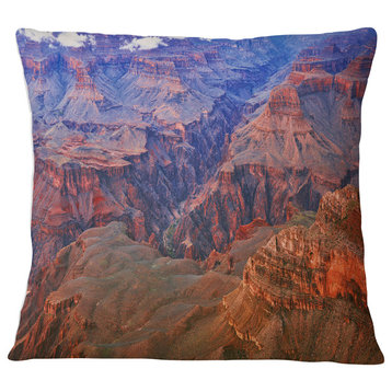 Blue and Red Grand Canyon View Landscape Printed Throw Pillow, 16"x16"