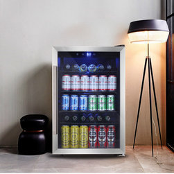 36 Bottles or 120 Cans Beverage Refrigerator Mini Wine Cooler (Black & Silver) - Refrigerators