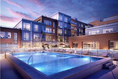 Inspiration for a contemporary courtyard pool remodel in DC Metro