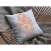 Hamsa Double Sided Suede Pillow, Zippered, Orange on Blue