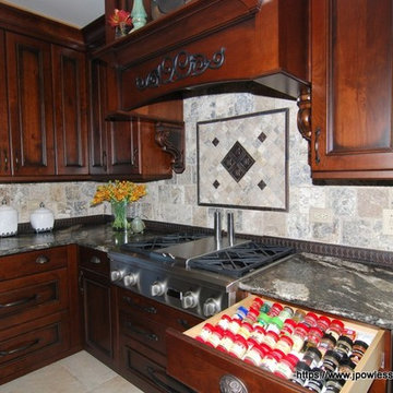 Kitchen Knotty cherry with black wrought iron accents