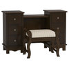 Acme Vanity Desk and Stool in Brown Finish 06552
