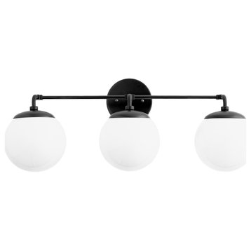 Modern Three Globe Vanity Light Fixture, Black