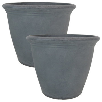 Sunnydaze Anjelica Outdoor Flower Pot Planter - Slate Finish - 20-Inch - 2-Pack