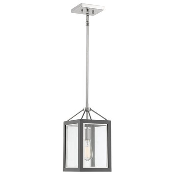 Carlton 1-Light Pendant in Gray with Polished Nickel Accents