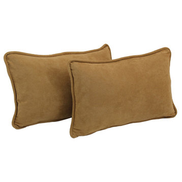 20"X12" Double-Corded Solid Microsuede Back Support Pillows, Set of 2, Camel