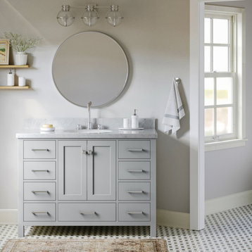 ARIEL Cambridge 49" Single Oval Sink Bathroom Vanity Grey With Marble Top