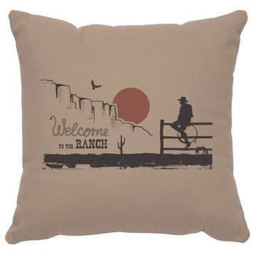 Image Pillow 16x16 Welcome Ranch Cotton Alabaster