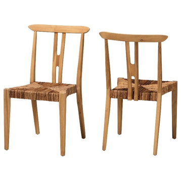 Baxton Studio Artha Natural Brown Teak Wood and Seagrass Dining Chair